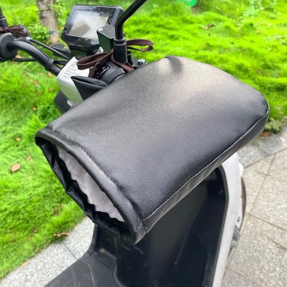 Guantes de manillar impermeables para invierno, manoplas gruesas de felpa a prueba de viento para motocicleta, bicicleta eléctrica, accesorios para ciclismo al aire libre - imagen 2