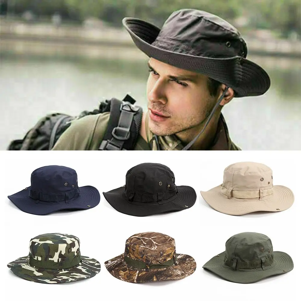Sombrero de jungla de verano para senderismo, sombreros de ala ancha para hombre, gorra de pesca, sombrero Boonie, sombrero para el sol - imagen 4