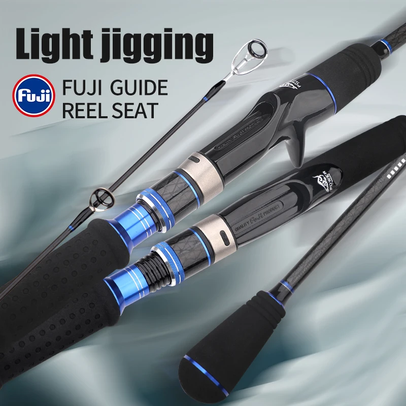 ROLLFISH Premium 2 secciones fibra de carbono caña de Jigging rápida agua salada atún de aguas profundas pesca de lubina guías Fuji y asiento de carrete Fuji - imagen 2