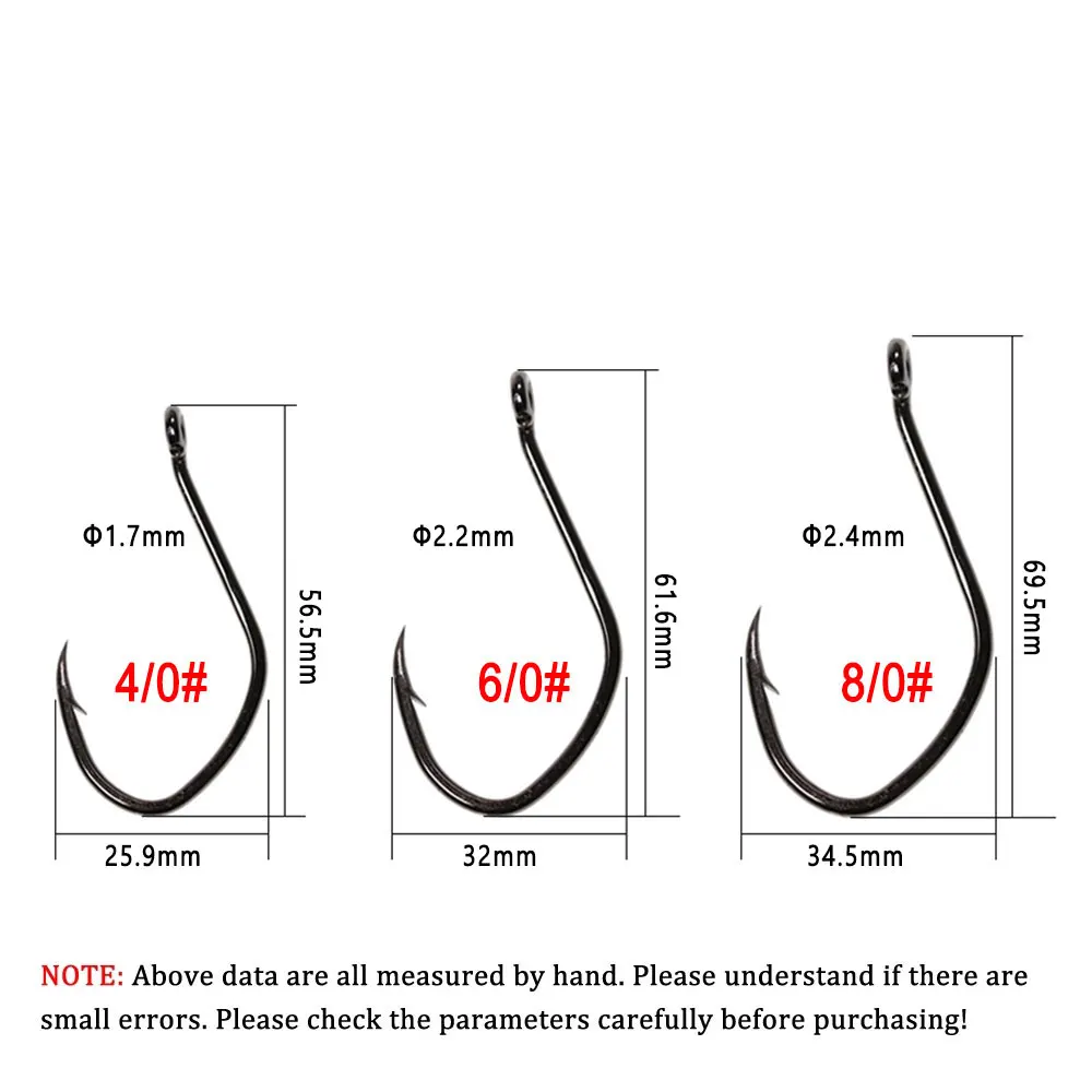 Bimoo-anzuelo de pez gato en forma de V de acero con alto contenido de carbono, ganchos de pesca de agua salada con púas, níquel negro 8 6 1/0 2/0 3/0 4/0 6/0 8/0, 50 unidades - imagen 3