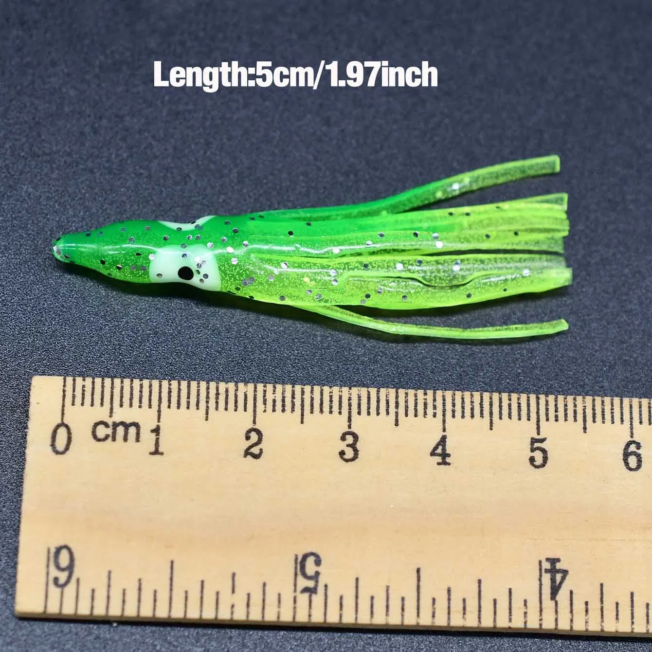 MNFT falda de calamar de goma suave, cebo biónico, aparejos de pesca de mar, faldas de hilos de cebo de pulpo, señuelos suaves de colores mezclados, 5 y 6cm, 12 Uds. - imagen 5