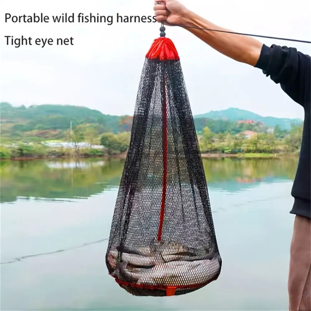 Bolsa de malla de pesca con cordón, cesta de pesca, protección para peces vivos, paquete de bolsillo, jaula de red de pesca gruesa para la boca - imagen 4