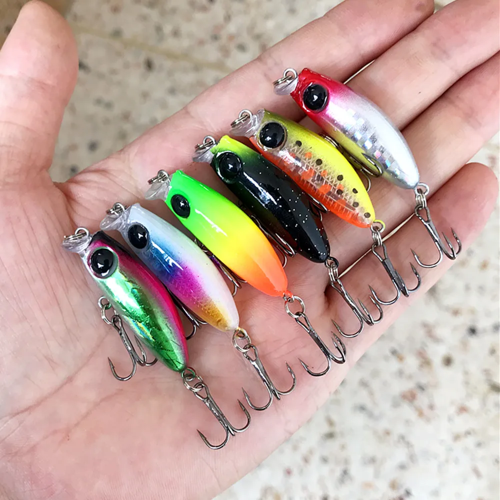 Señuelo de pesca de pececillo de hundimiento lento, Wobblers de 43mm y 2,7g Isca, cebo duro de plástico Artificial, Mini Crankbait, aparejos de pesca de Lucio, 1 piezas