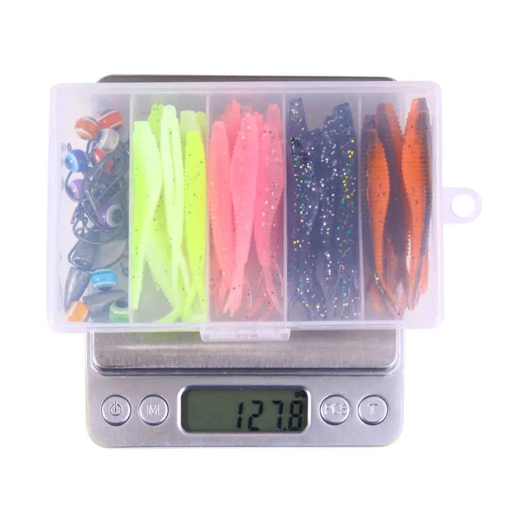 Kit de vinilos con anzuelo jig head y caja de aparejos - imagen 4