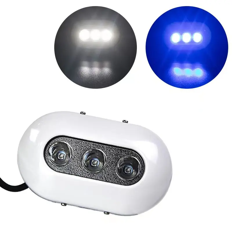 Luz LED para barco IP68, resistente al agua, base marina subacuática, luz nocturna para pesca, Led para exteriores, accesorios para barcos marinos blanco frío/azul