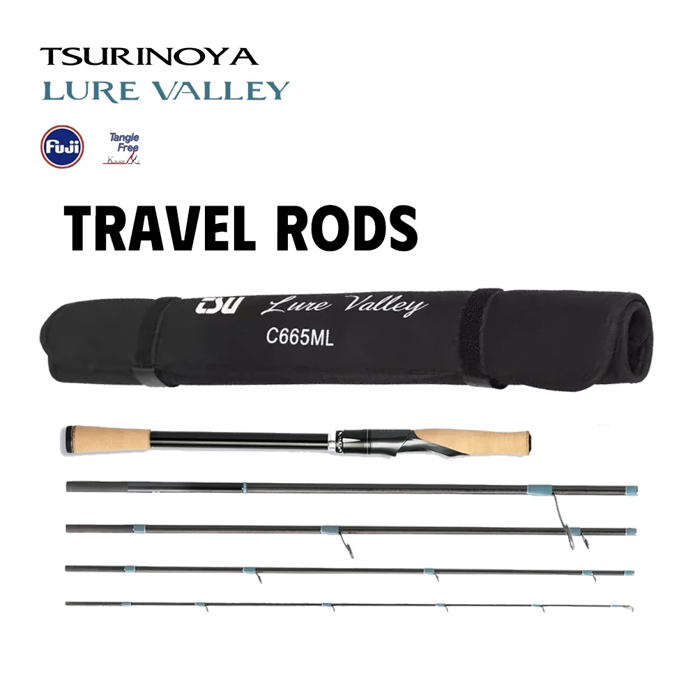 TSURINOYA LURE VALLEY caña de pescar portátil plegable 1,98 m 2,44 m 5 secciones guía FUJI serie plegable caña de lubina de trucha