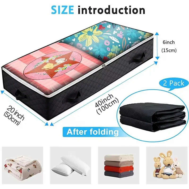 Bolsa organizadora de almacenamiento debajo de la cama, bolsa de edredón plegable portátil, organizadores de ropa a prueba de humedad y polvo de gran capacidad - imagen 4