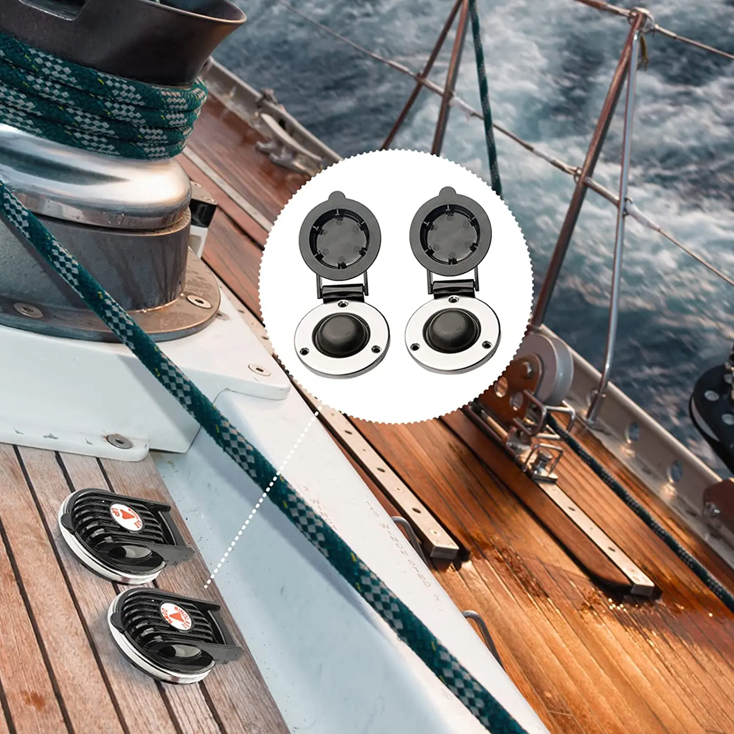 Cabrestante marino anclaje molinete barco plástico negro 12V/24V - imagen 4