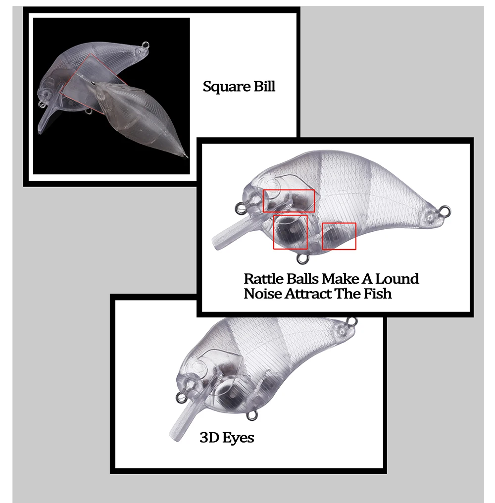 Chan'sHuang 20 piezas 14,5G/25,8G artificial sin pintar cuadrado Bill Crankbait Wobbler flotador Señuelos de pesca en blanco para bricolaje - imagen 2