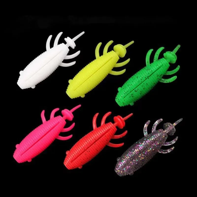 Nuevo 5 uds 80mm 13g aguja flotante en forma de cola trucha gusano suave señuelo de pesca larva cebo silicona Artificial carpa Wobblers de goma - imagen 5