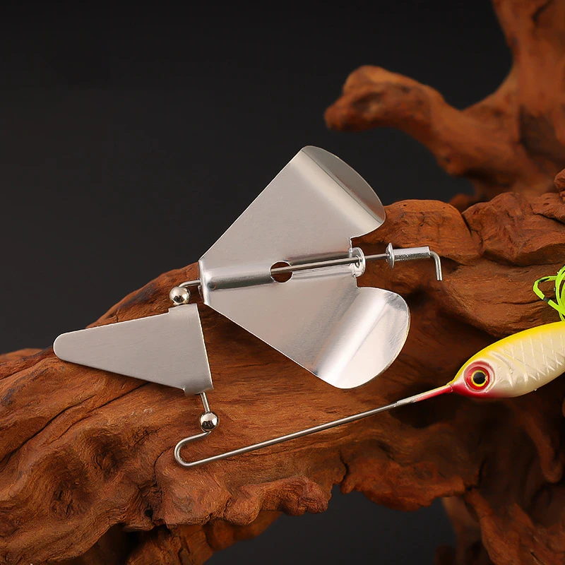 Señuelos de Pesca de 18g, cebo de Metal de hoja de 11,5 cm con falda de goma, zumbador Artificial, señuelo Jigging, cebo giratorio - imagen 4