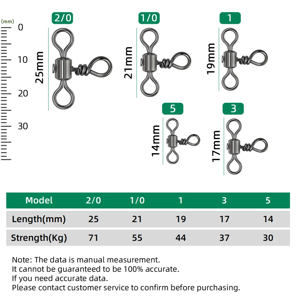 DNDYUJU-anzuelo de pesca giratorio de 3 vías, 10 piezas, con anillo sólido, Conector de línea de latón, accesorios de pesca - imagen 2