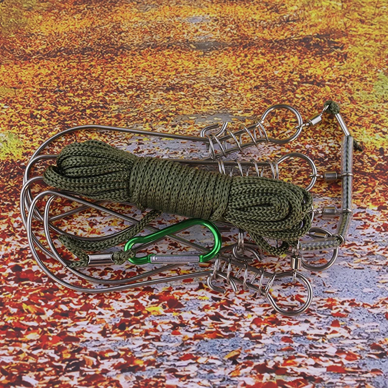 Cuerda de pesca de 5 metros, hebilla de bloqueo de pez de río de acero inoxidable, aparejos de pesca deportivos al aire libre, cordón, accesorios de pesca de carpa Kukan - imagen 5