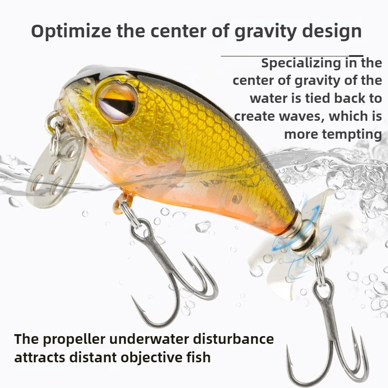 Señuelos de pesca con hélice para Tractor Topwater, 5,5 cm, 10g, Wobbler de vibración flotante, cebo duro Artificial, equipo de pesca - imagen 3