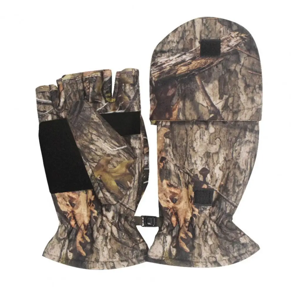 Guantes de medio dedo con estampado de camuflaje, antideslizantes, suaves, transpirables, para pesca, viajes al aire libre, Camping, 1 par - imagen 5