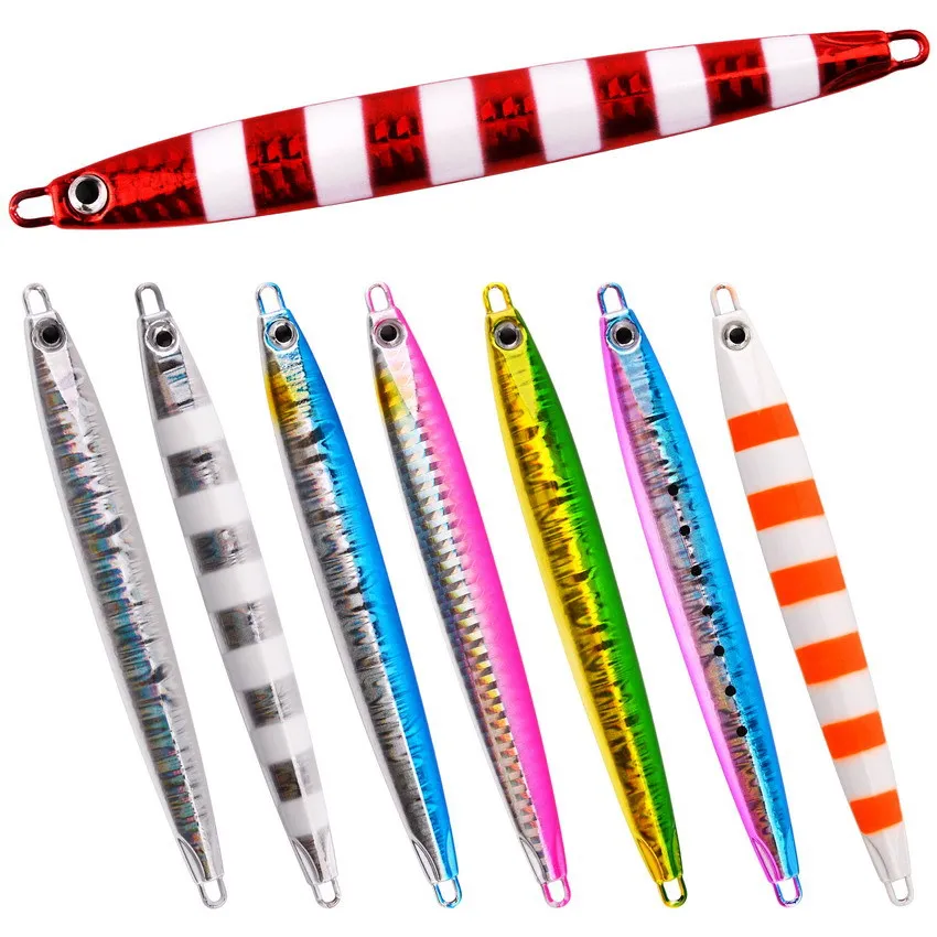 Señuelo de pesca con plantilla de Metal largo, cuchara de Jigging de fundición lenta, 13,2 cm, 80G, ojos 3D, cebo de Metal Artificial, aparejos de mar - imagen 2