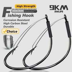 9KM 30 ~ 60 uds anzuelos de aparejo loco sin hierba anzuelo de gusano anzuelo de pesca de lubina para aparejos locos cebos de señuelo de gusano