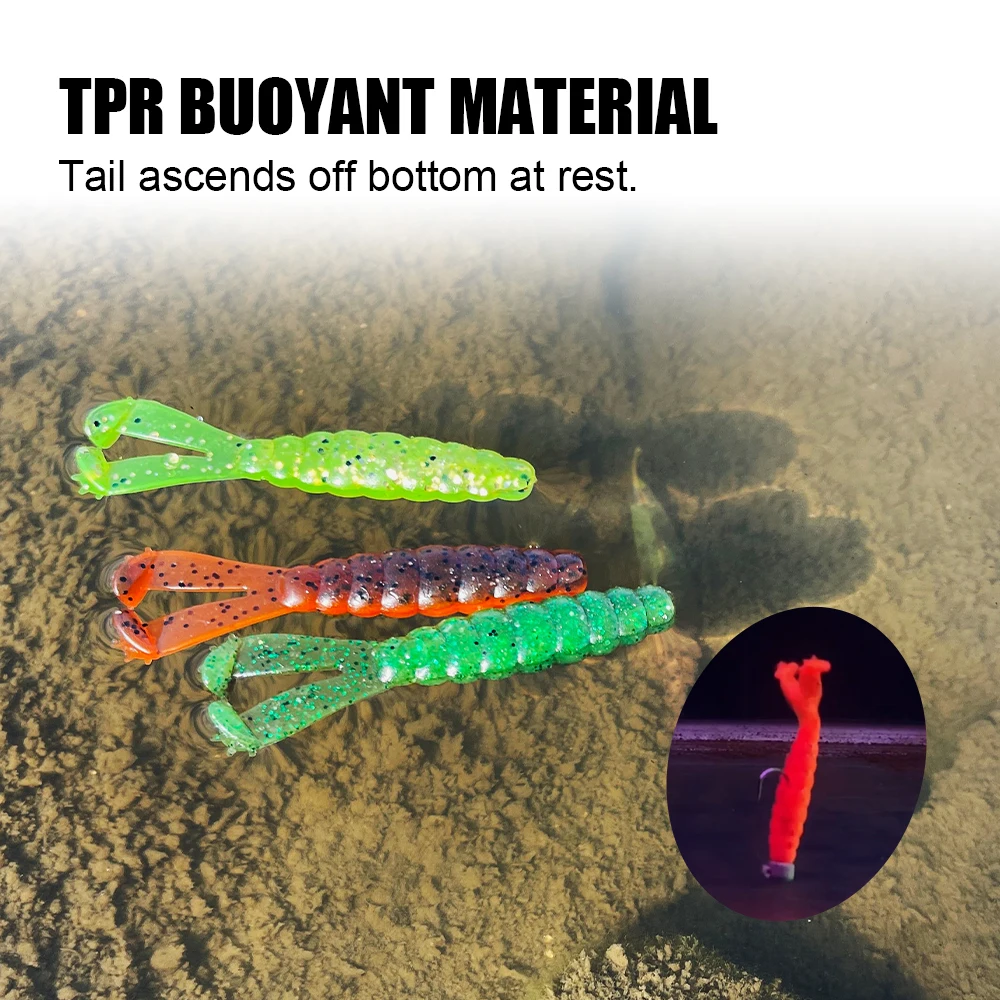 Spinpoler El mejor cebo para lubina - Diver Twin Tail Grub 10X Material TPR flotante suave y resistente Cebos de pesca duraderos 10 piezas con caja - imagen 5