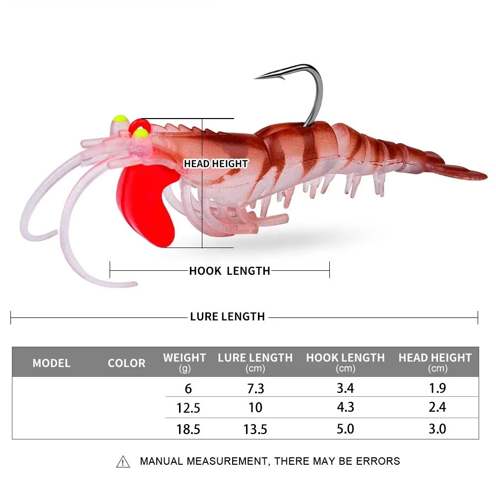 Señuelos de vinilo gamba con ojos luminosos – Swimbait jig head - imagen 3