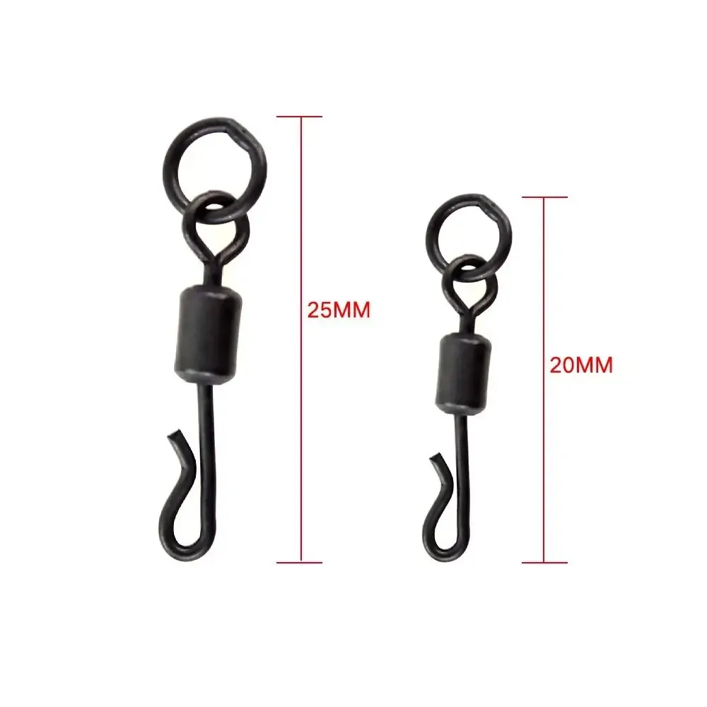 Hirisi 20 piezas Terminal de pesca de carpa accesorios de aparejos cuerpo largo en forma de Q presión giratoria de pesca con anillo sólido AE007S - imagen 2