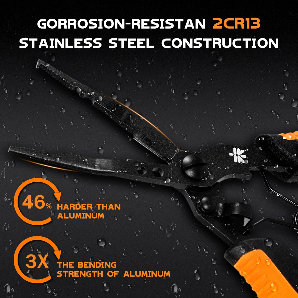 ZUKIBO nueva alicates de pesca multifunción con afilador de anzuelos, alicates de pesca de acero inoxidable 2CR13, pinzas para quitar anzuelos y señuelos - imagen 4