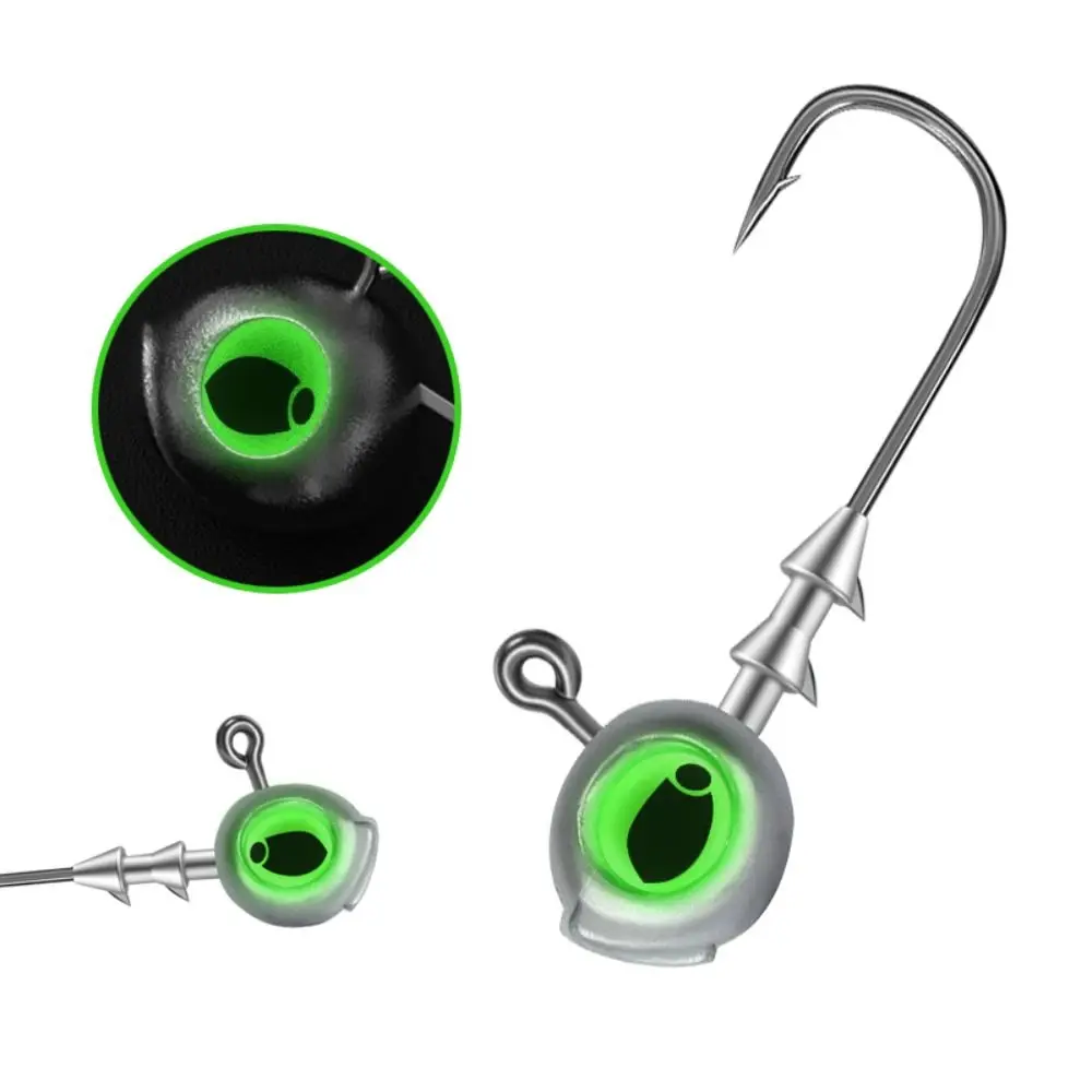 Anzuelos Jig Head ojos luminosos plateados para agua salada y dulce - imagen 3