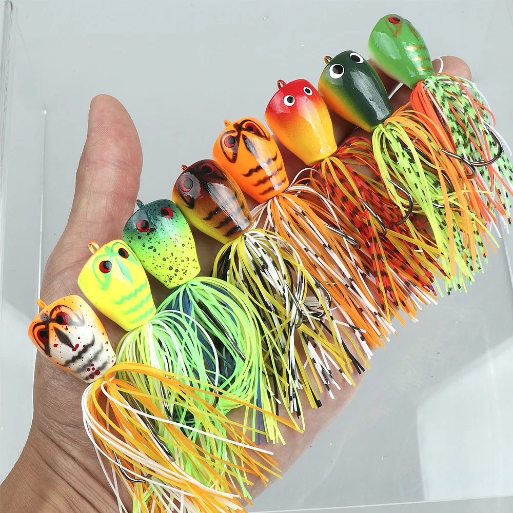 Señuelo de rana para saltar de pesca, cebo duro de 9cm/7,4g con anzuelos dobles afilados, señuelos de cabeza de serpiente y rana de simulación - imagen 4