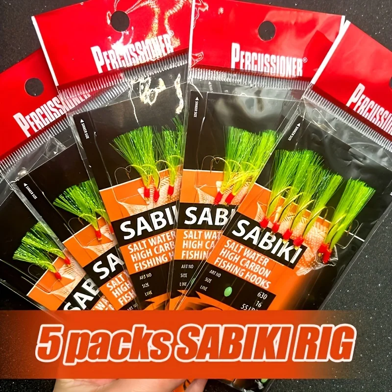 TAKBAS-Juego de aparejos Sabiki que brillan en la oscuridad, 5/10 paquetes, aparejos de pesca de nailon de alta resistencia con anzuelos afilados para Surf en agua salada - imagen 5