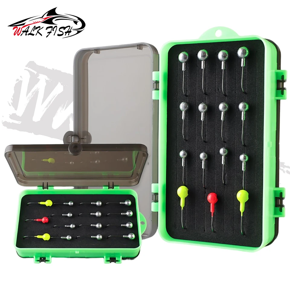 WALK FISH-contenedor de cebo de pesca portátil, caja de señuelos de pesca de doble cara con cebos blandos, anzuelos afilados, 63 piezas - imagen 4