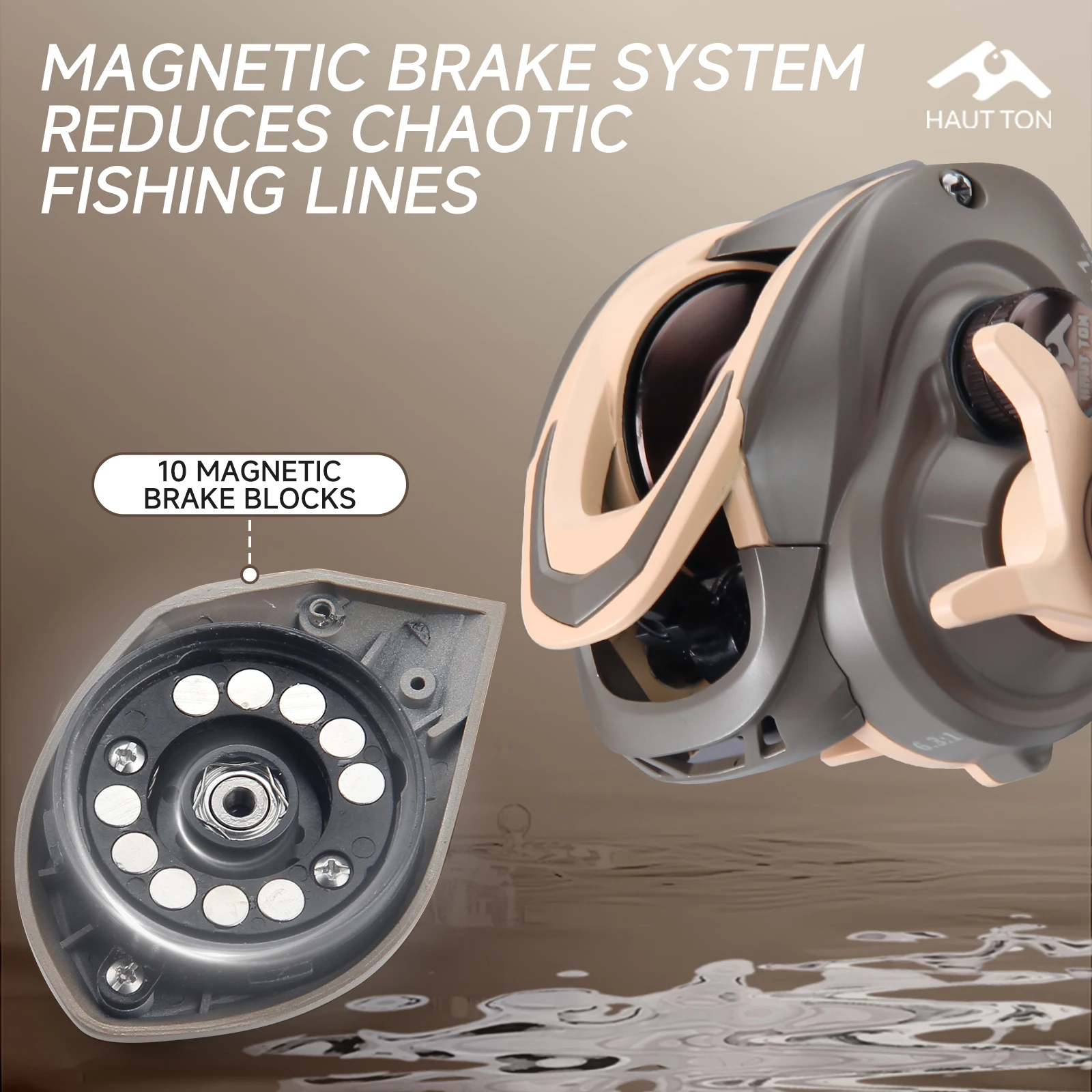 Carrete baitcaster MCA150S Brown – Freno magnético CNC y balanceo - imagen 3