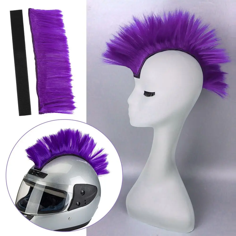 Divertida peluca Universal Mohawk, pelo sintético, pegatinas de decoración para casco de Motor, peluca creativa para exteriores