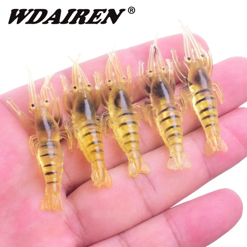 5 uds cebo de silicona para camarones 4,5 cm 1g gusanos Swimbait Jig señuelo de pesca con larvas Wobblers señuelos blandos artificiales pesca Takcle