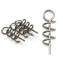 50 unids/pack de aguja de pasador de bloqueo de resorte de acero inoxidable, señuelo suave, manivela de gusano, gancho de manivela, aguja de pasador de bloqueo de resorte