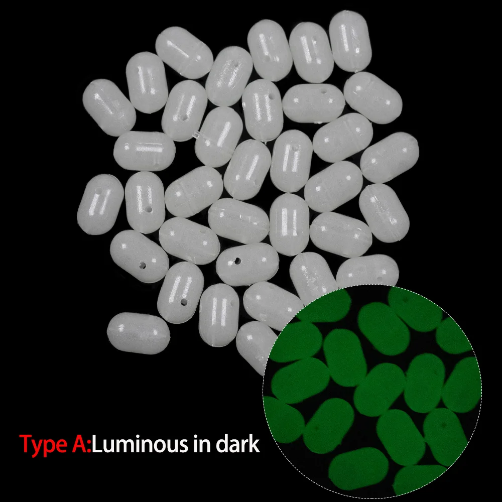 Lionriver-Cuentas de pesca con agujero cruzado de perlas, abalorios duros de plástico luminoso y transparente, aparejos de agua salada, accesorios de pesca de carpa, 100 Uds. - imagen 4