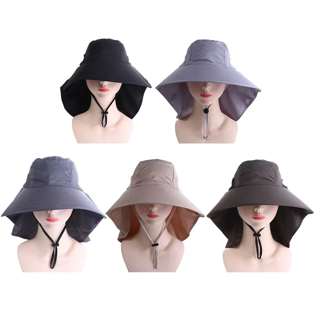 Sombreros de senderismo gorra de pesca Panamá Anti UV sombrero de ala larga larga con cubierta para el cuello sombreros de pescador gorra de sol de verano sombrero de cubo de ala ancha - imagen 5