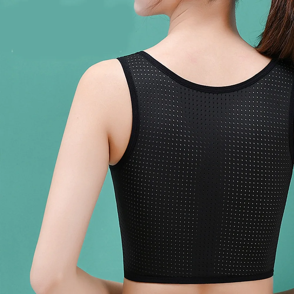 Moda transpirable cremallera pecho Clip malla elástica mujeres Shapewear pecho plano ajustado corsé chaleco mujeres - imagen 2