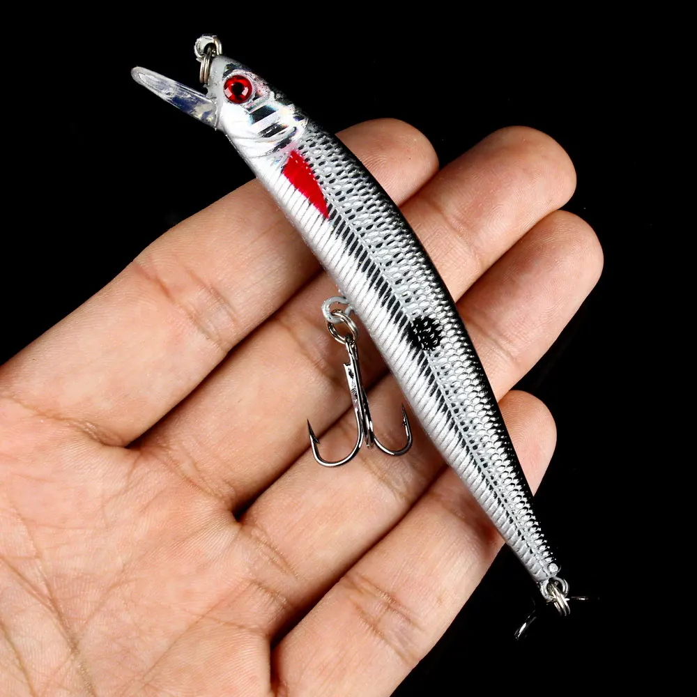 Señuelos de pesca flotantes de pececillo, 1 unidad, 10cm, 8,5g, con cuentas sonajero, cebo duro Artificial, Wobbler para lubina, Walleye, trucha, Lucio, agua dulce