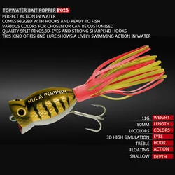9KM Señuelo Popper Topwater Agua Salada con Faldas y Anzuelo Triple