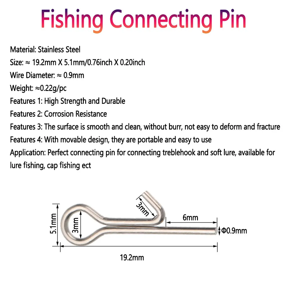 Bimoo-anzuelo de pesca de 50 piezas, pasadores de conexión, aguja de bloqueo fijo, señuelo suave, accesorios de pesca, herramientas, aparejos - imagen 2