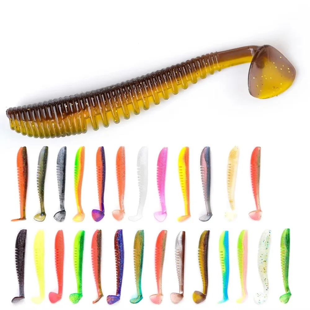 NGB 7,5/10/12,5 cm olor cebo de silicona señuelo de pesca suave cola en T 4-10 Uds Wobblers gusano cebo Artificial pesca lubina Pike - imagen 2