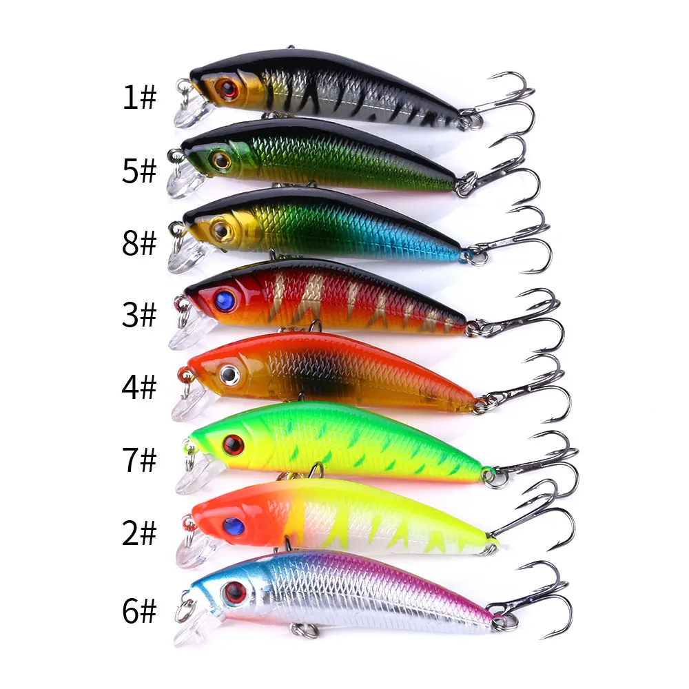 Juego de Señuelos de Pesca Minnow, 8 Uds., 7cm, 8,1g, cebo duro Artificial Wobbler para Lucio, lubina, perca, trucha, aparejos de pesca de agua dulce y salada - imagen 5