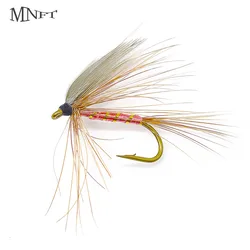 MNFT Anzuelo mosca artificial con alas de pavo real para trucha