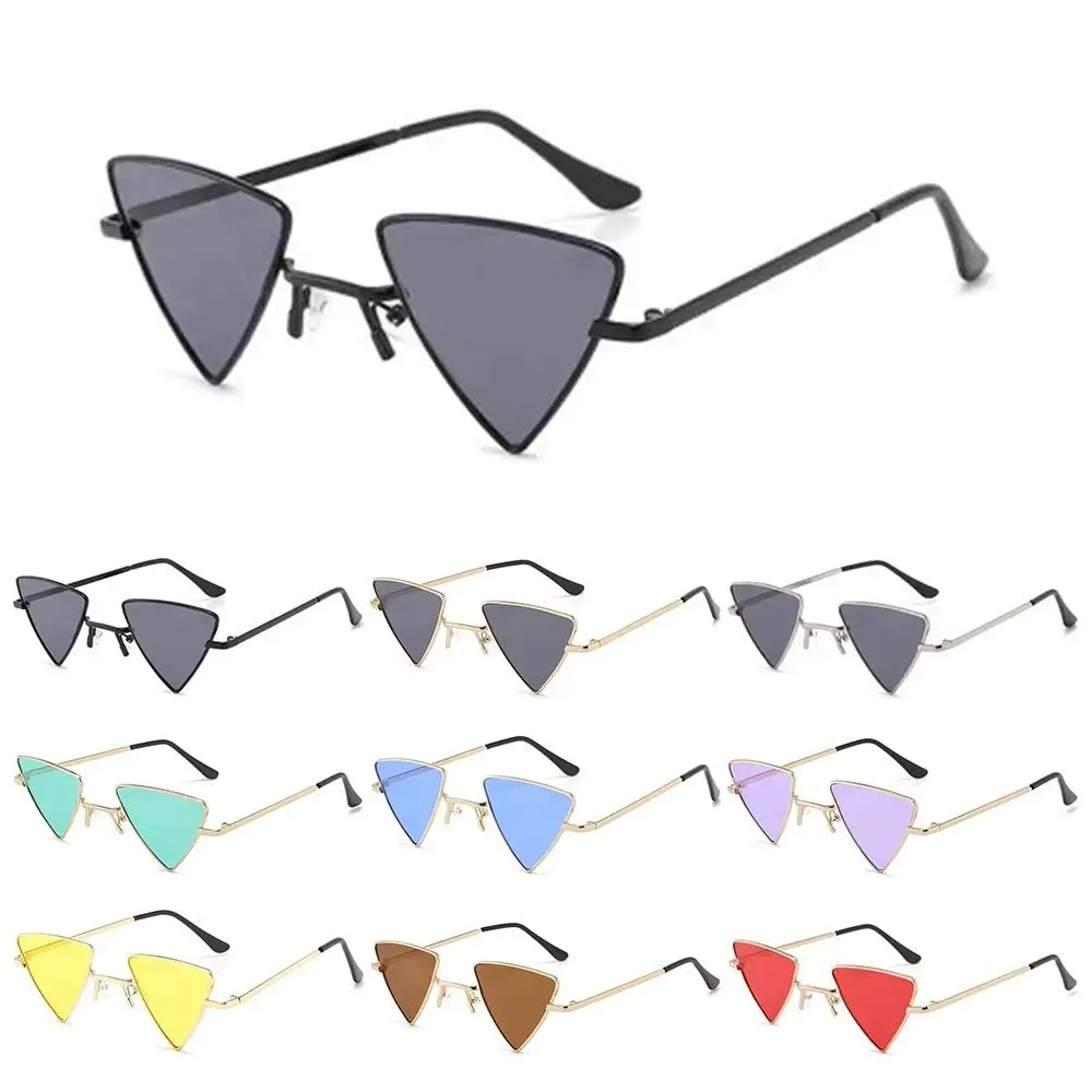 Gafas de sol triangulares pequeñas hippie, montura metálica, protección UV400, gafas de sol para mujeres y hombres, lentes coloridos teñidos - imagen 2