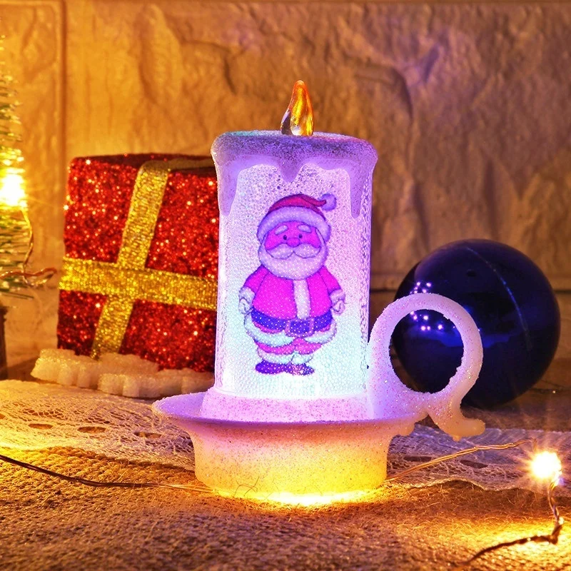 Luces LED de noche pequeñas para decoración navideña, velas electrónicas de muñeco de nieve, decoración de escritorio de estilo aleatorio, 3 piezas - imagen 3