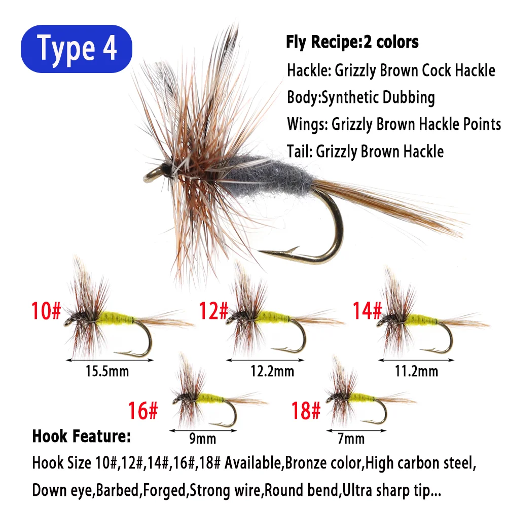 Wifreo-señuelo de pesca de trucha, 8 piezas, de la serie ADS, moscas secas, Hendrickson, Mayfly, Caddis - imagen 5