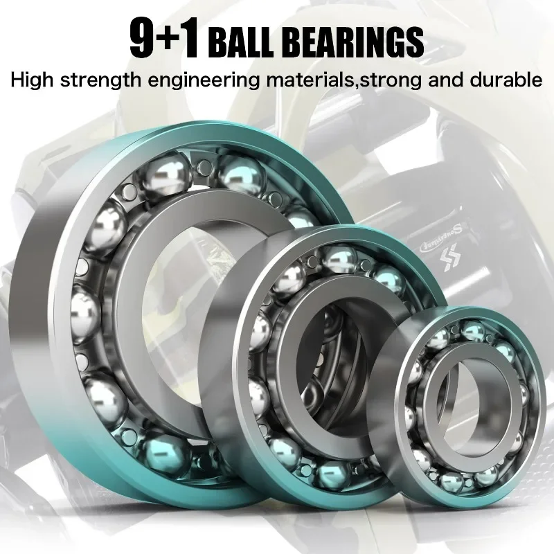 Carrete de pesca Baitcasting serie Sougayilang MAX, arrastre máximo de 8KG, 9 rodamientos, relación de engranaje 8,0:1, carrete de pesca para pesca en agua dulce y mar - imagen 5