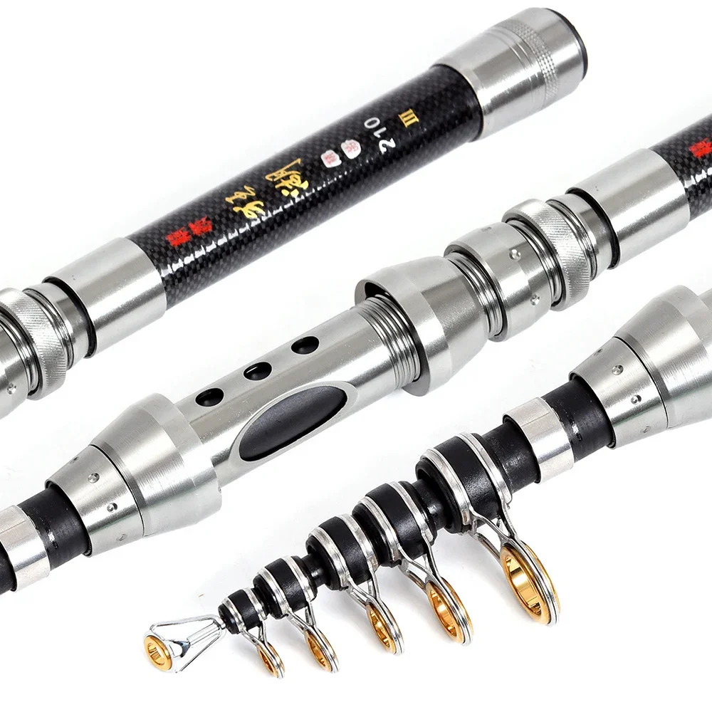 Caña de pescar de mar telescópica corta, aparejos de pesca de viaje portátiles de 1,5-2,4 M, caña giratoria para surf, cerrada de 36-40cm para luz para principiantes - imagen 5