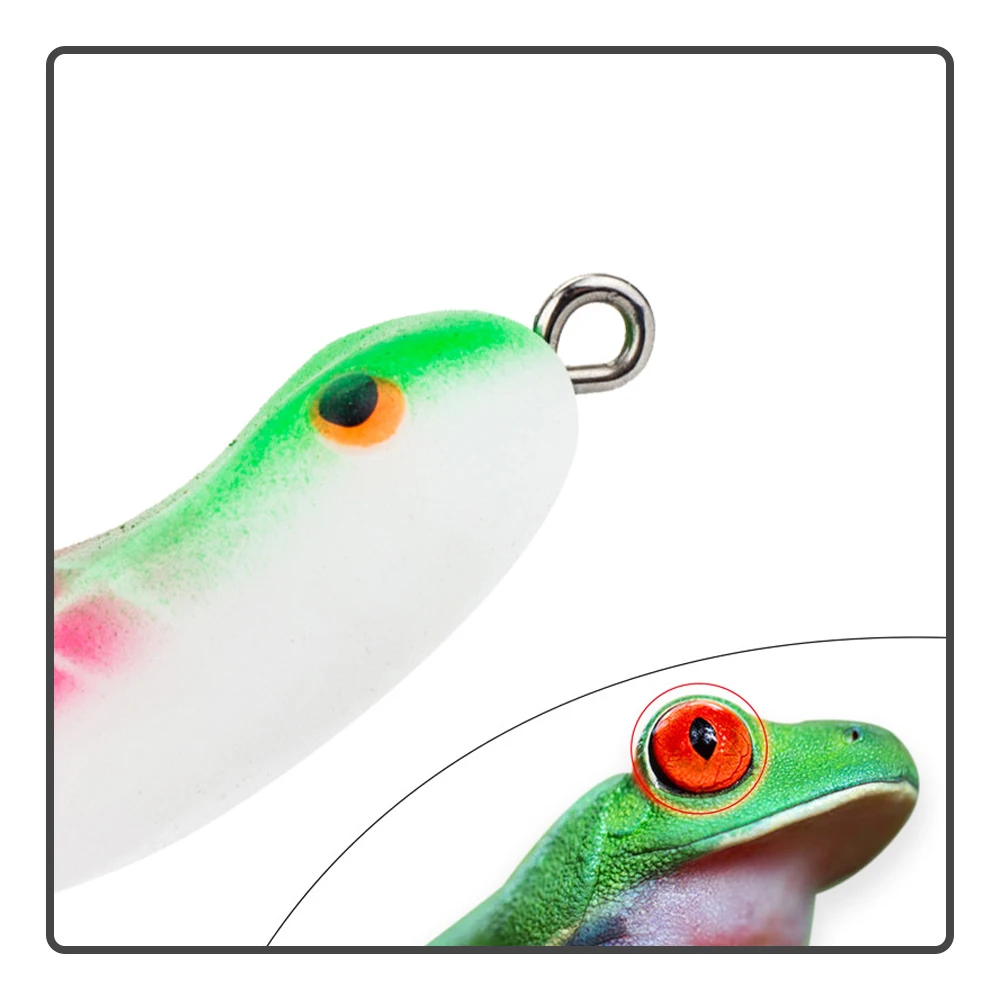 Señuelo de silicona de 45mm y 7g, cebo falso de rana pequeña, pez negro, percha afilada de doble gancho con lentejuelas intermitentes, se puede girar 360 ° - imagen 4