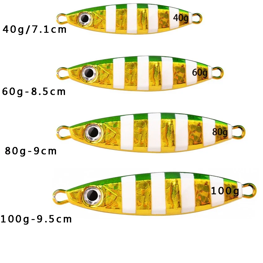 8 Uds plantilla de Metal señuelo de pesca pesas 40g-100g cebo duro Trolling cebo de pesca de lubina aparejos trucha Jigging señuelo plantillas señuelos de agua salada - imagen 3