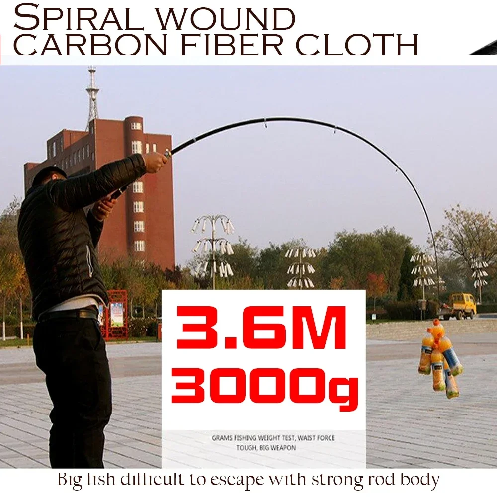 Caña de pescar giratoria de fibra de carbono, alimentador telescópico portátil de alta calidad, 2,1/2,4/2,7/3,0/3,6 M - imagen 5